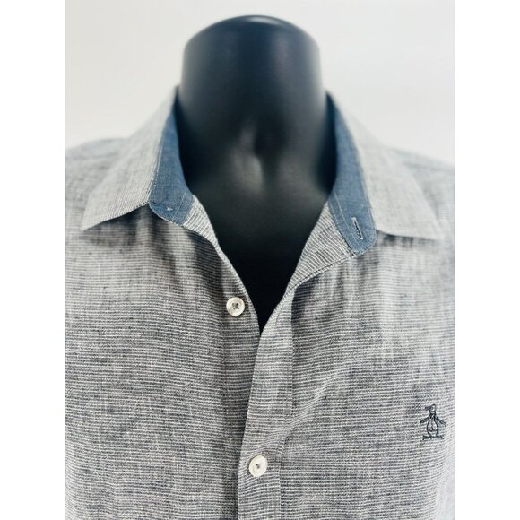 Men’s An Original Penguin Short Sleeve Button Up Shirt Size M Heritage Slim Fit - Picture 4 of 12